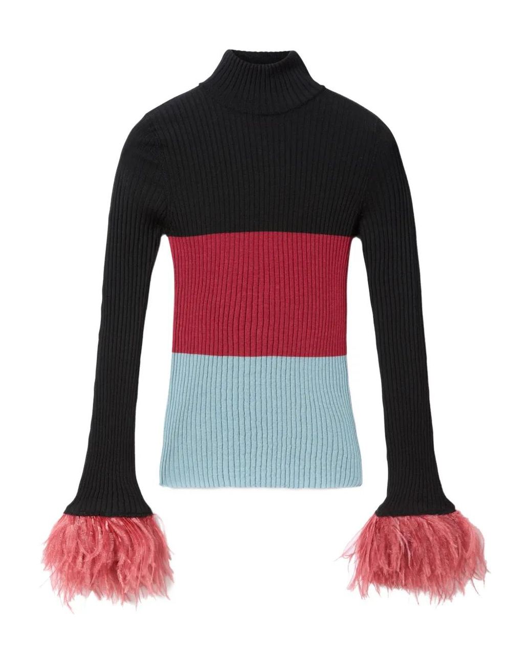 LaDoubleJ Red Haut À Bordure De Plumes