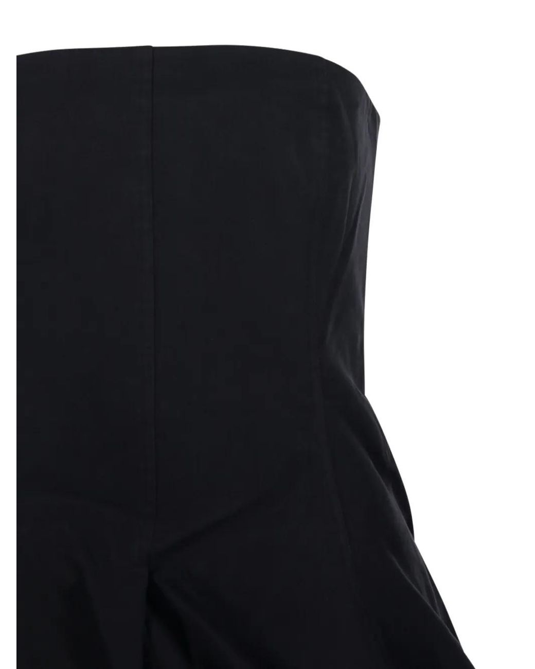 LAMRONS Black Strapless Bubble-Hem Top