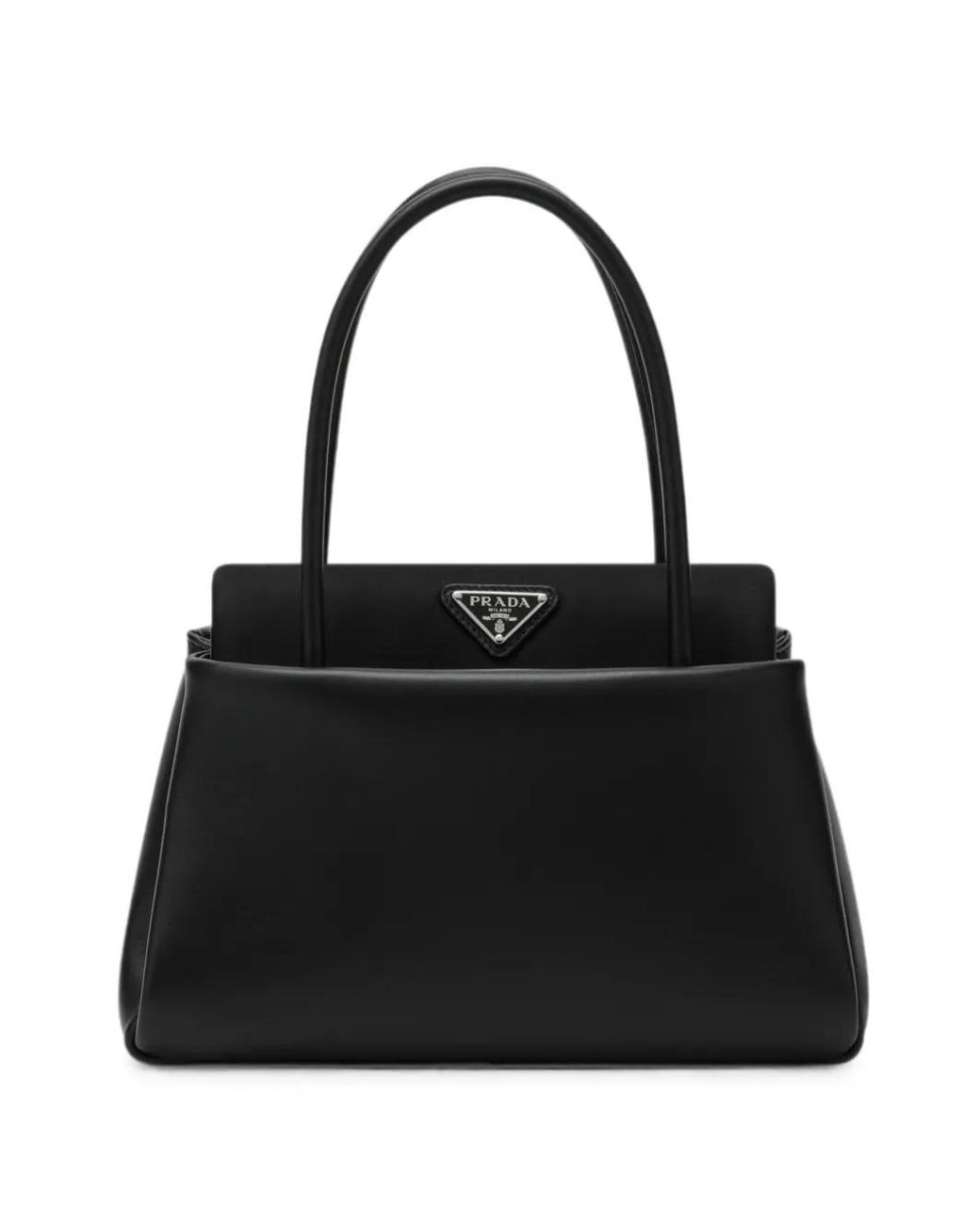 Prada Black Passage Small Leather Bag With Re-Nylon Flap