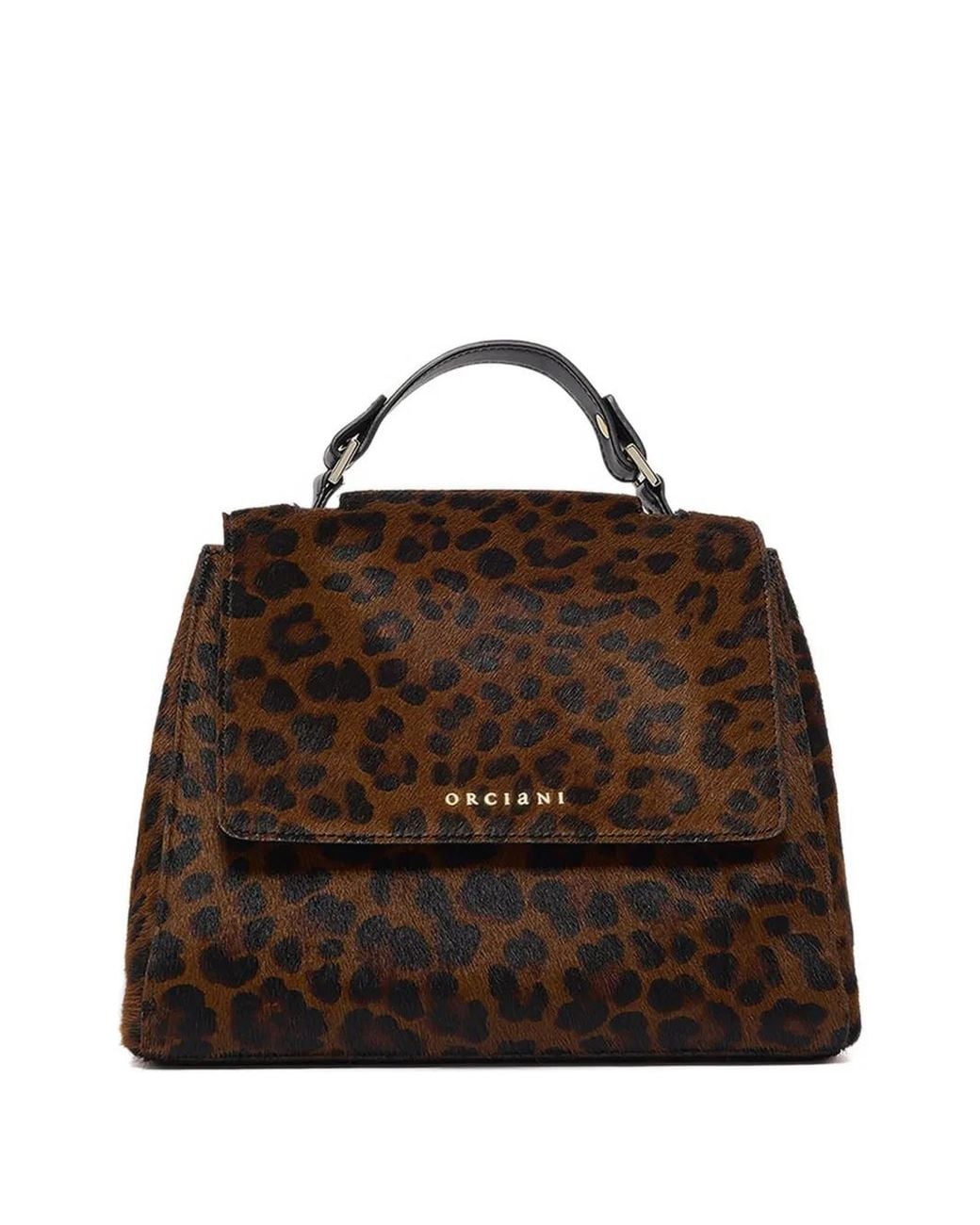 Orciani Brown Small Sveva Leopard-Print Pony-Hair Tote Bag