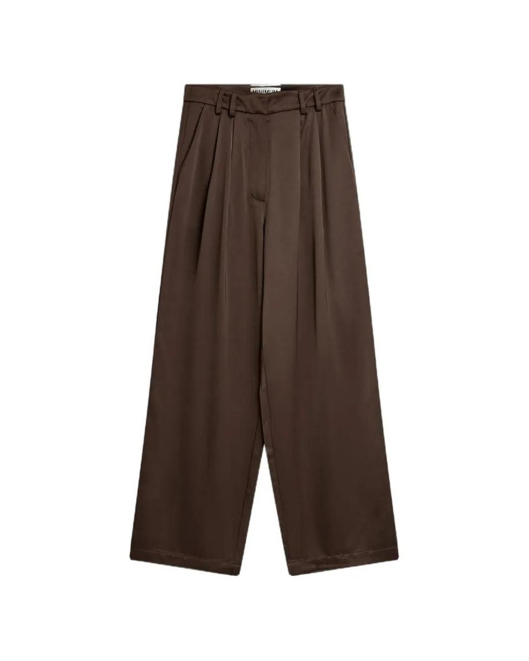 Minimum Brown Lunay Pleated High-Waisted Trousers