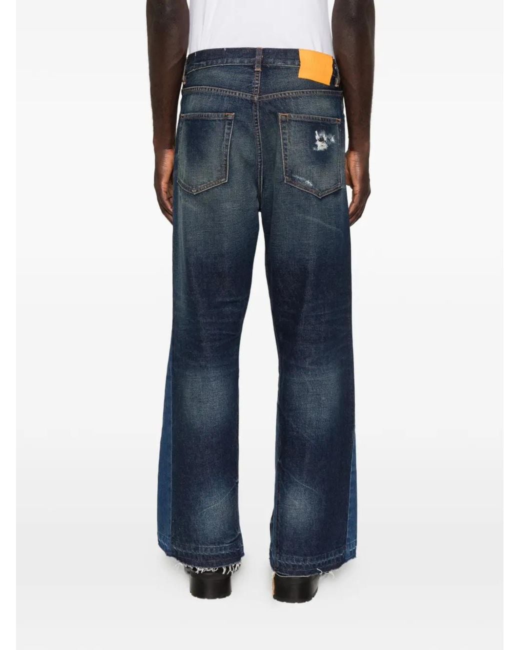 GALLERY DEPT. Blue Belt-Loop Logo-Patch Jeans