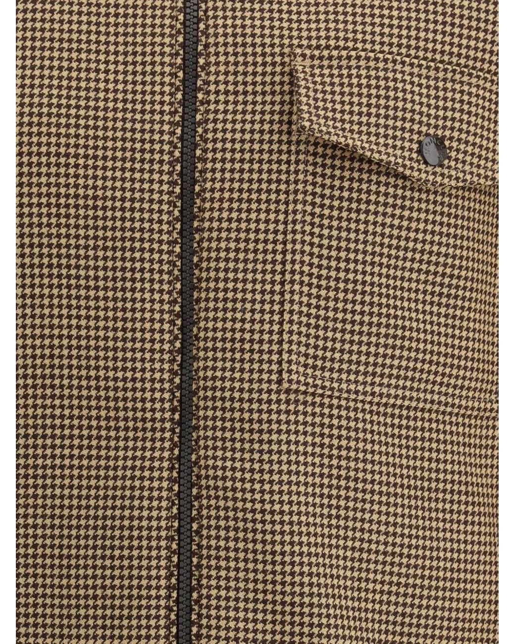 Moncler Green Houndstooth-Pattern Zip-Front Jacket for men