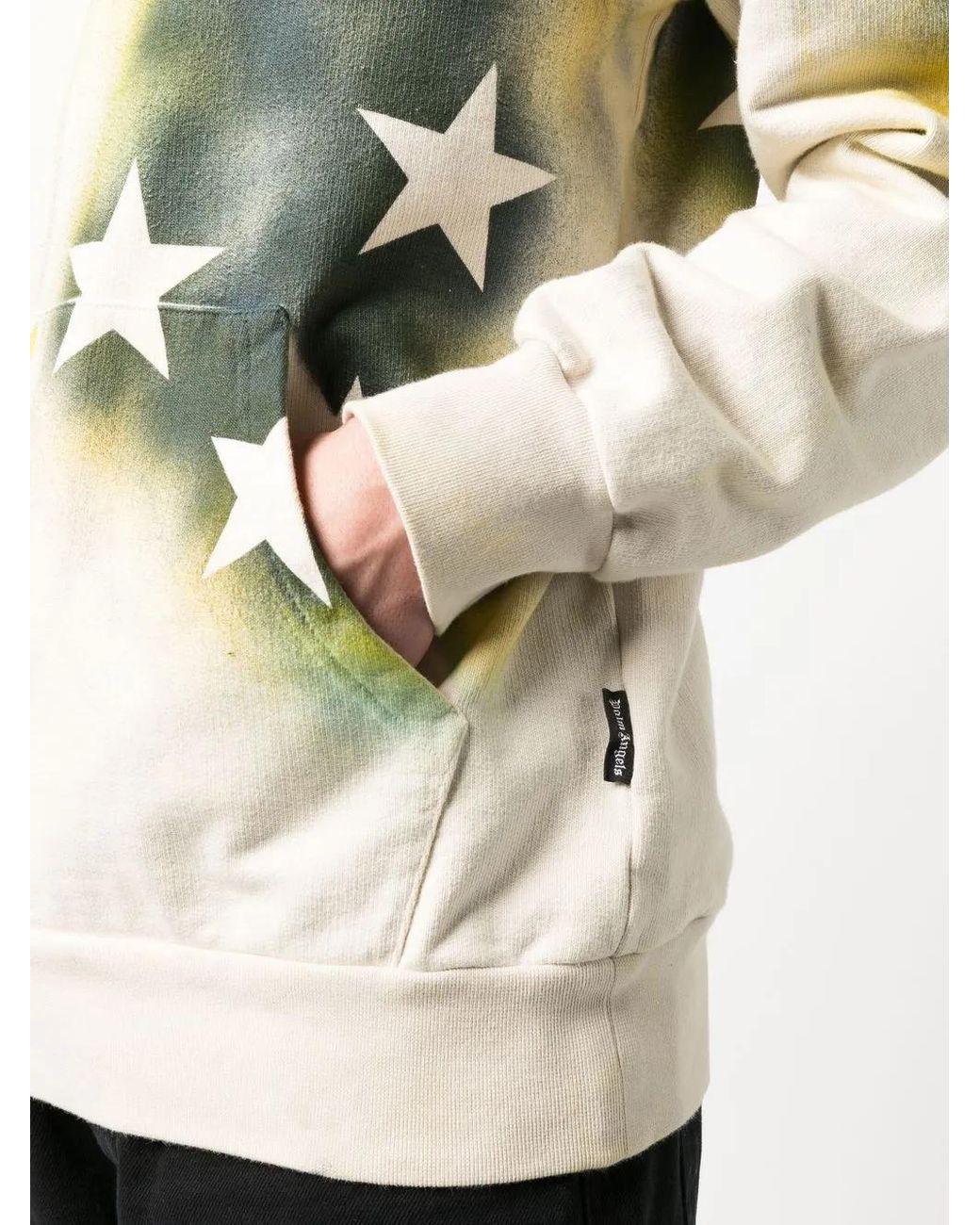 Palm Angels Natural Sprayed Stars Vintage Hoodie In White/multicolour for men