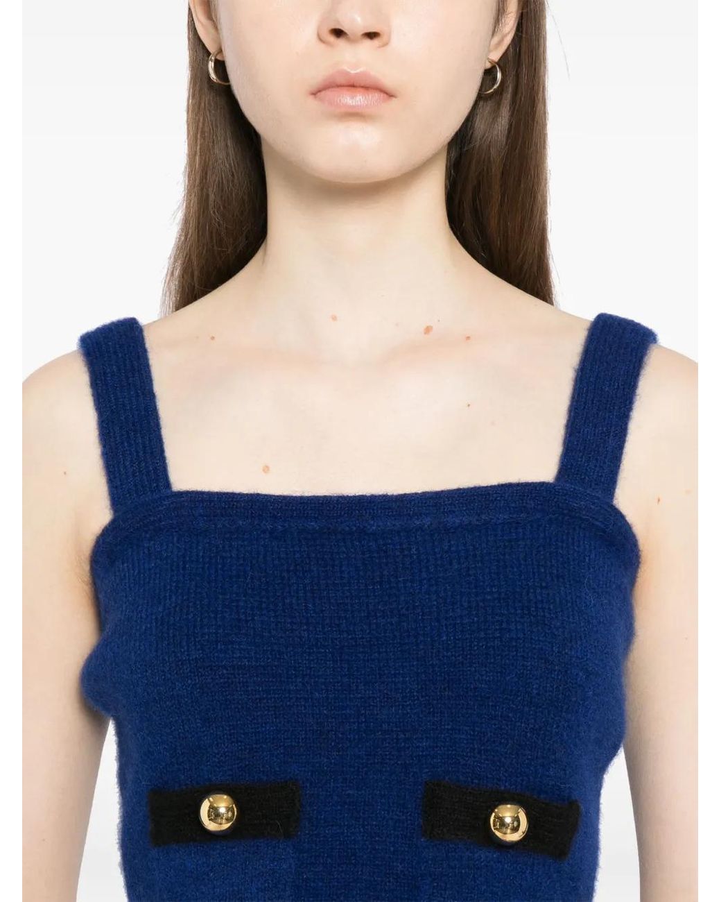 Alessandra Rich Blue Knitted Tank Top