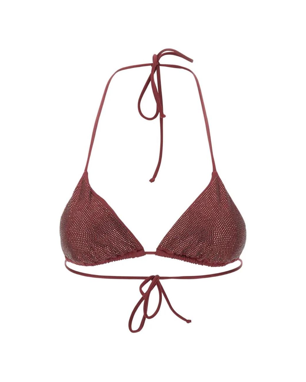 Mc2 Saint Barth Pink Annabelle Triangle Bikini Top With Applied Strass Details