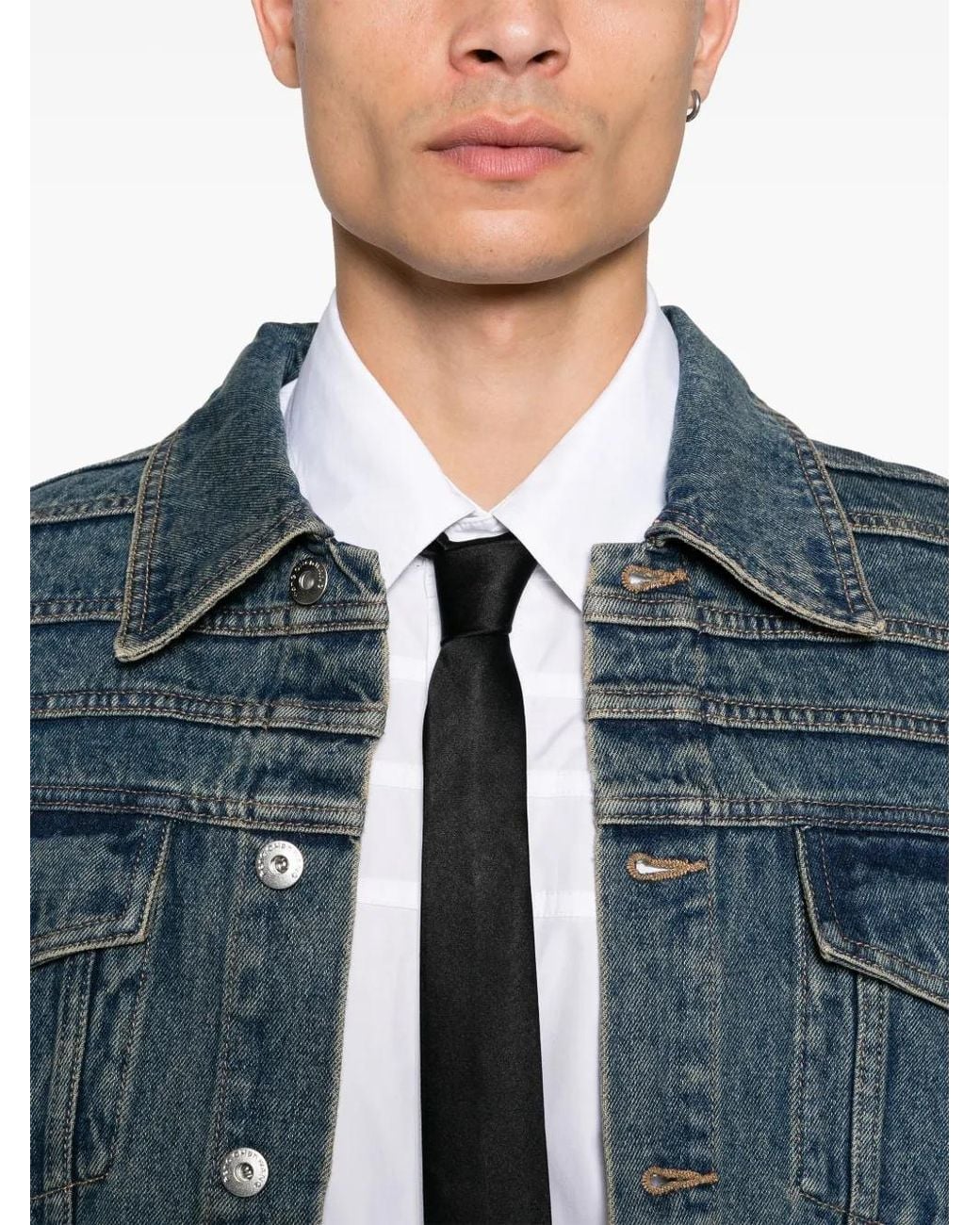 Feng Chen Wang Blue Deconstructed Denim Jacket for men