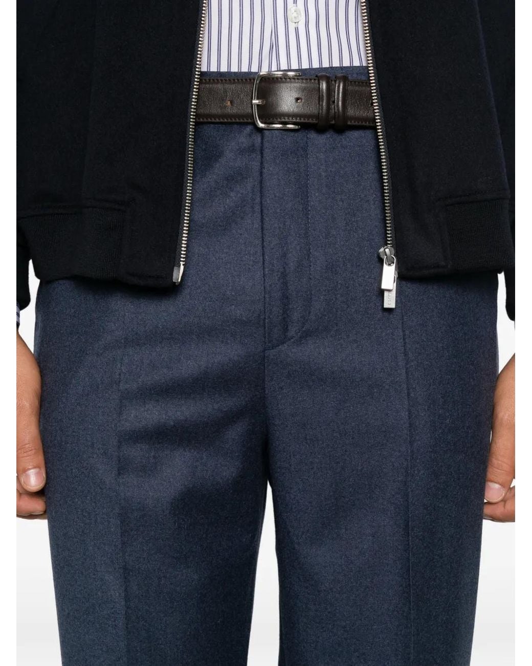 Etro Blue Pressed-Crease Elasticated-Waistband Trousers for men