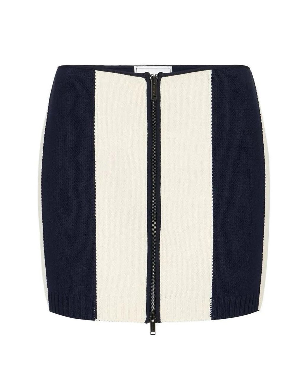 Iceberg Blue Striped Zip-Front Mini Skirt