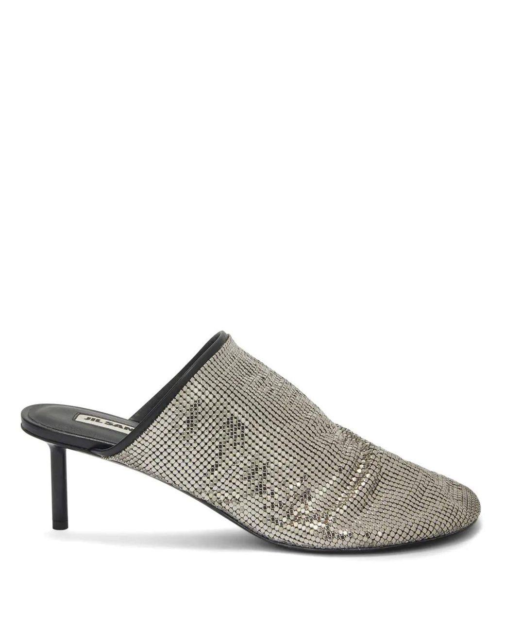 Jil Sander Gray Sequin-Mesh Mules