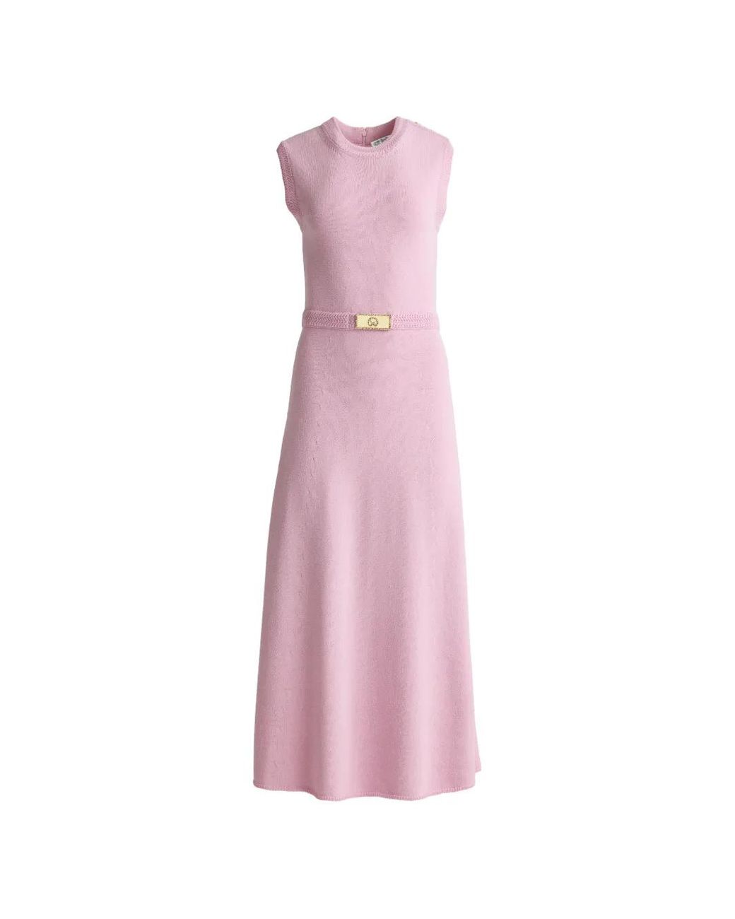 St. John Pink Braid Detail Midi Dress