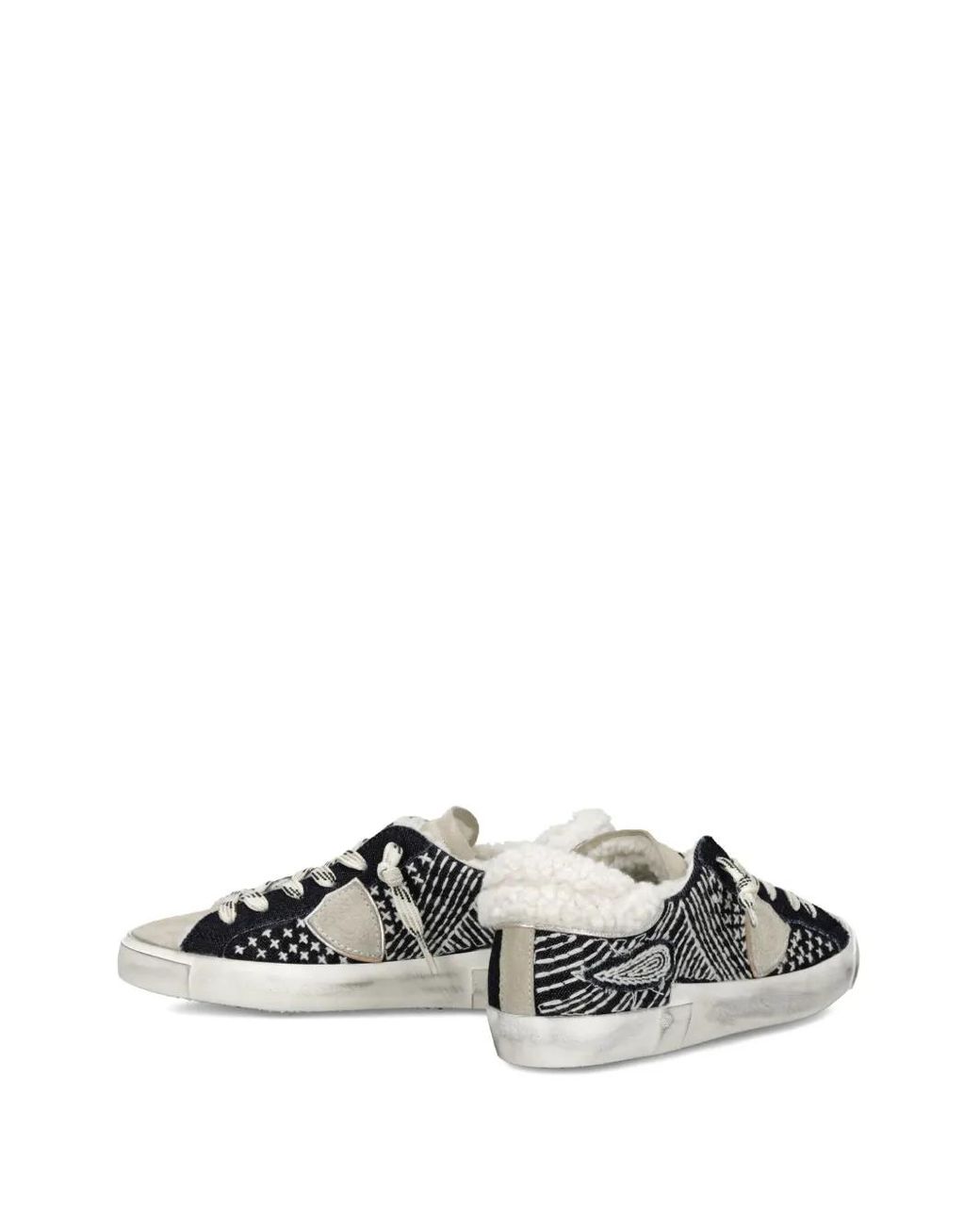 Philippe Model Gray Shearling-Trim Sneakers