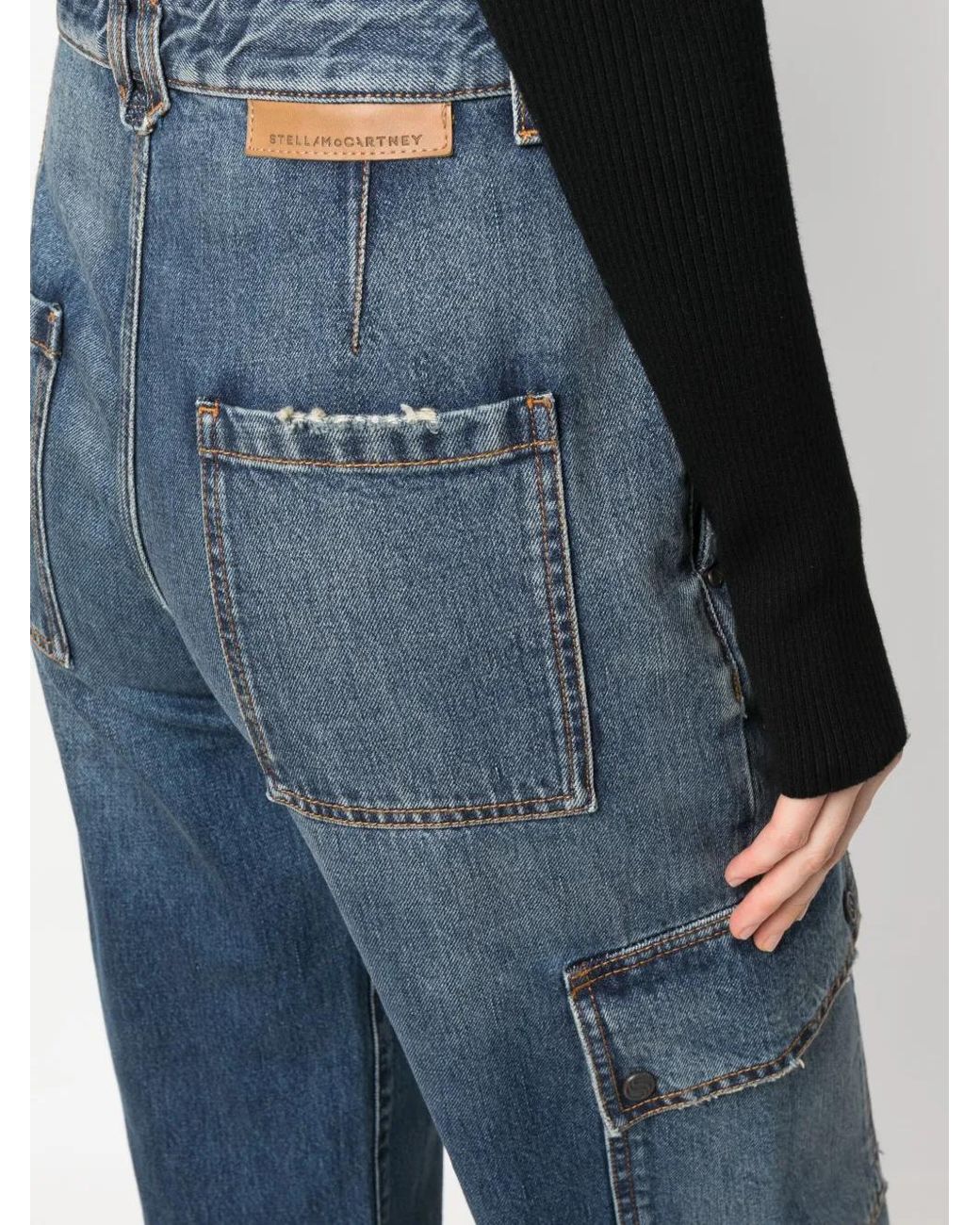 Stella McCartney Blue Cargo-Pockets Straight-Leg Jeans