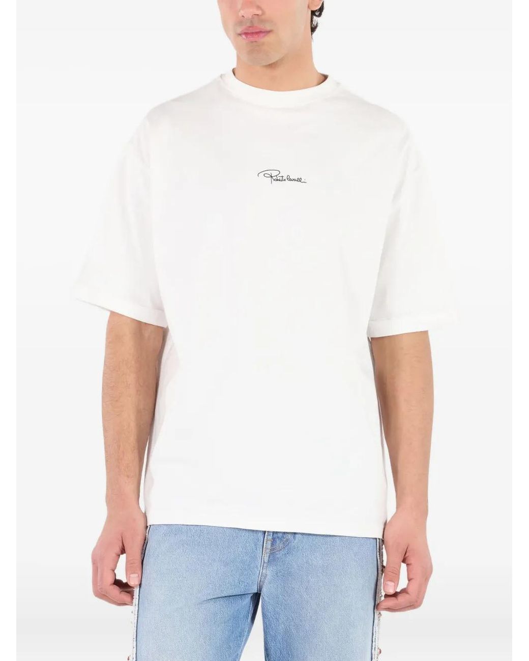 Roberto Cavalli White Logo-Motif T-Shirt for men