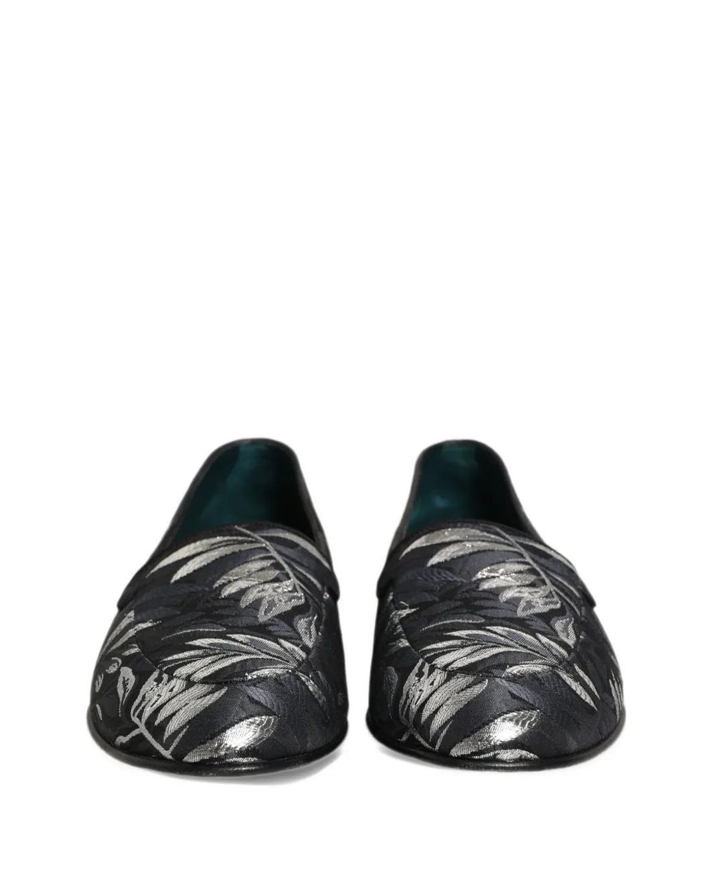 Dolce & Gabbana Black Mocassins À Feuilles Brodées for men