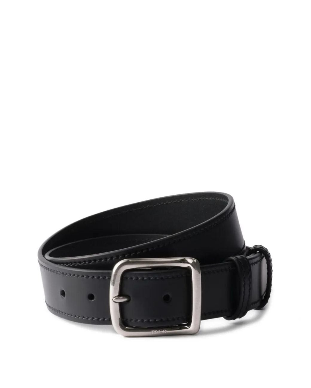 Prada Black Leather Buckle Belt for men