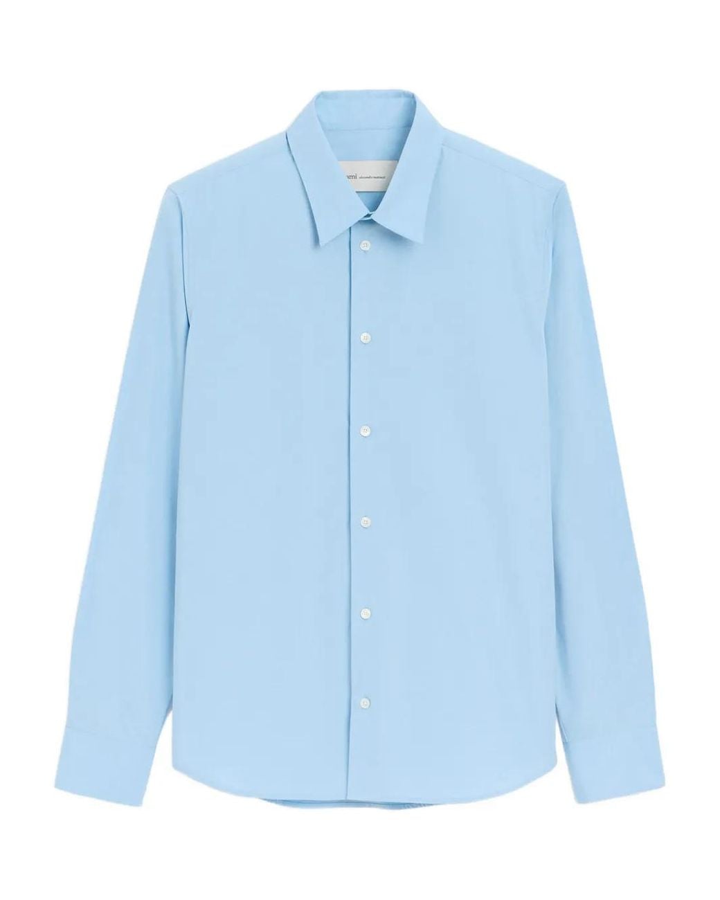AMI Blue Ami De Coeur Logo-Embroidered Shirt for men