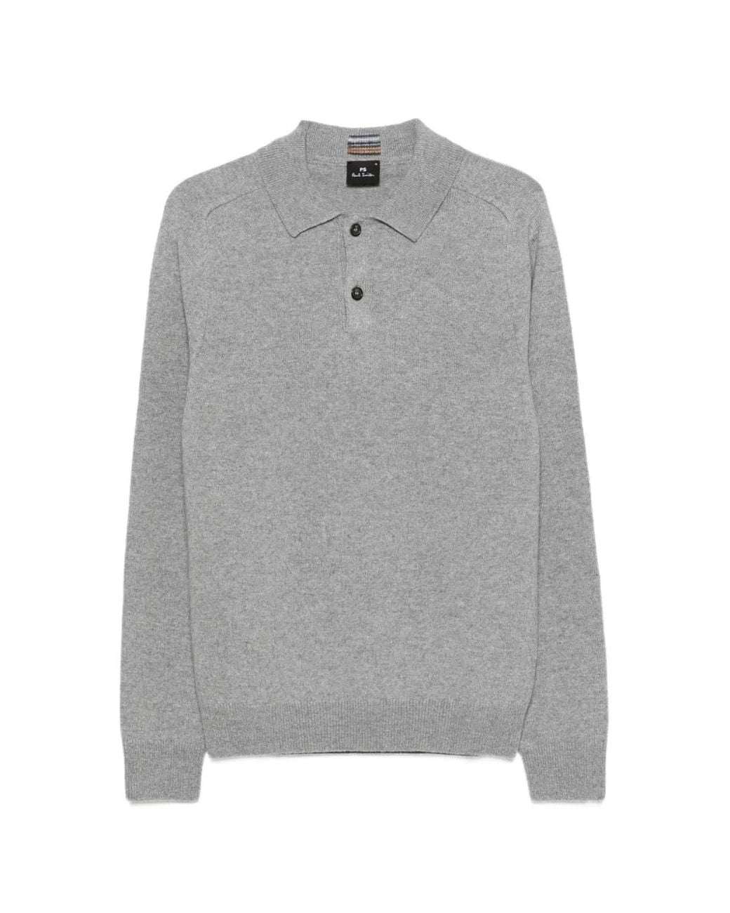 Paul Smith Gray Merino-Wool Polo Sweater for men
