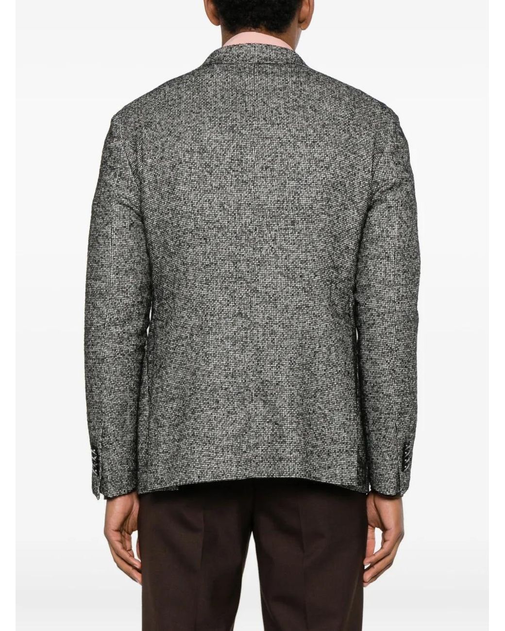 Tagliatore Gray Buttoned Woven Jacket for men