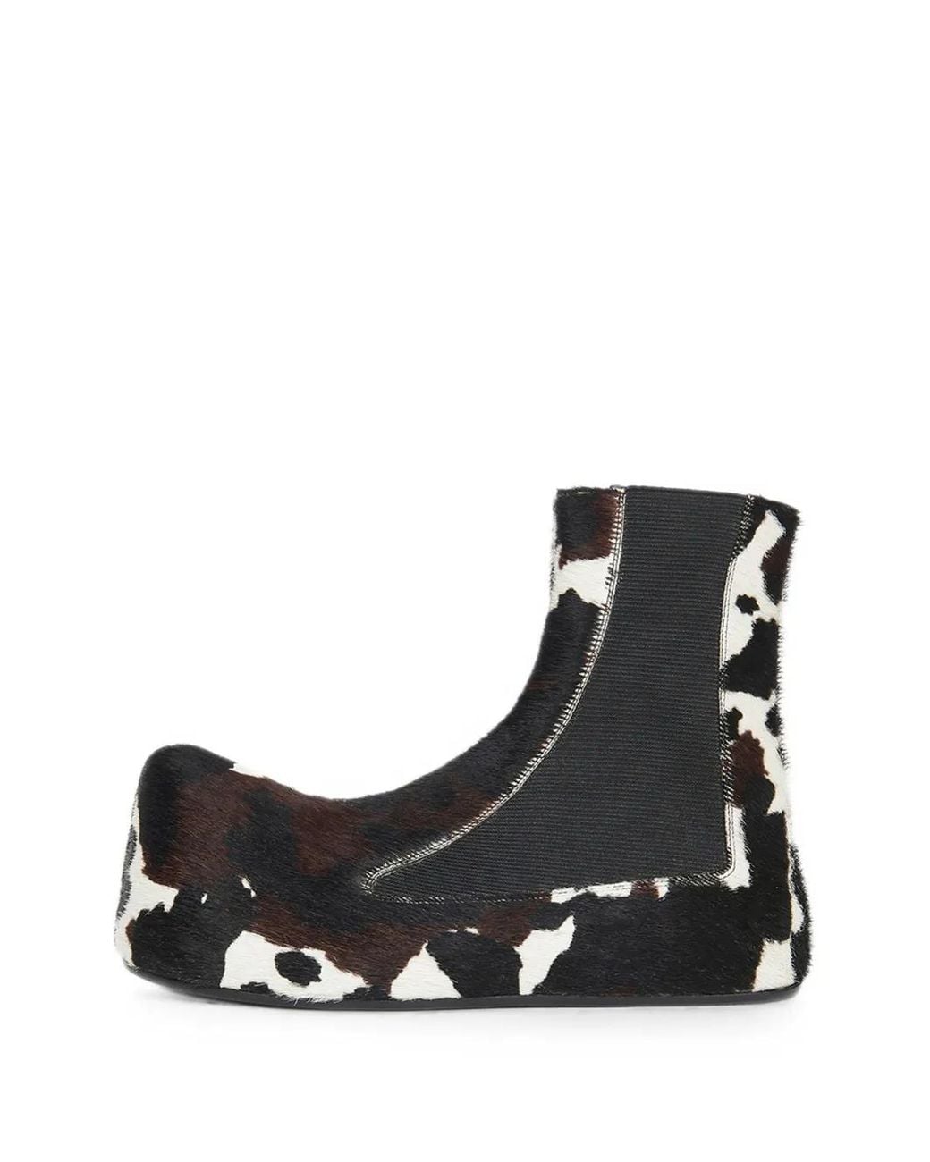 A.W.A.K.E. MODE Black Cow-Print Pony-Hair Ankle Boots