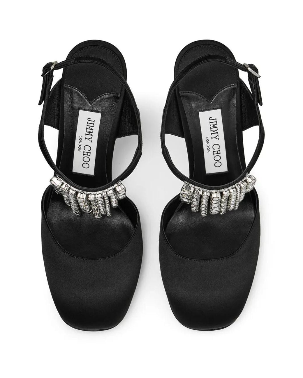 Jimmy Choo Black Verity 95 Embellished Satin Pumps