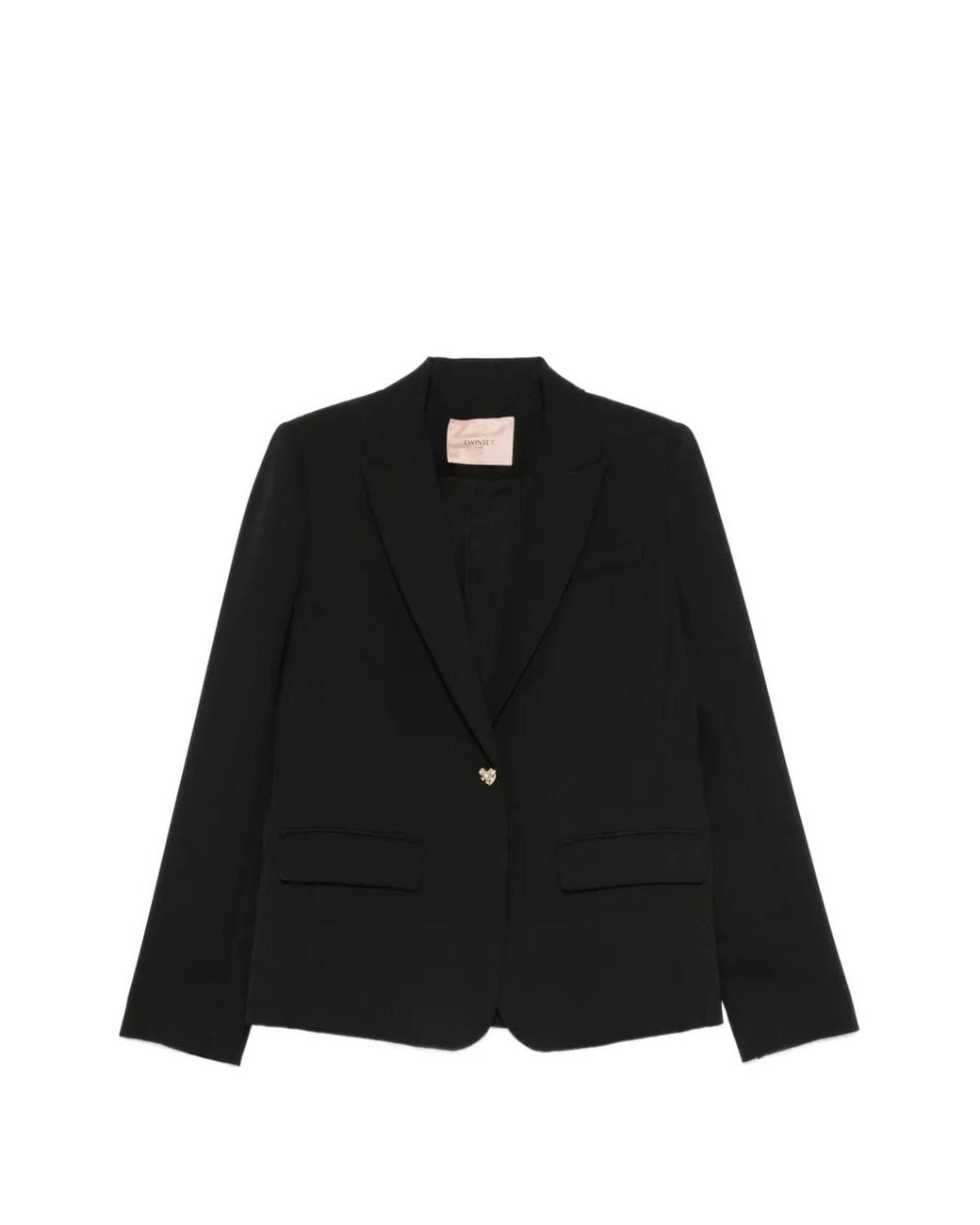 Twinset Black Crêpe Blazer With Heart-Shaped Button