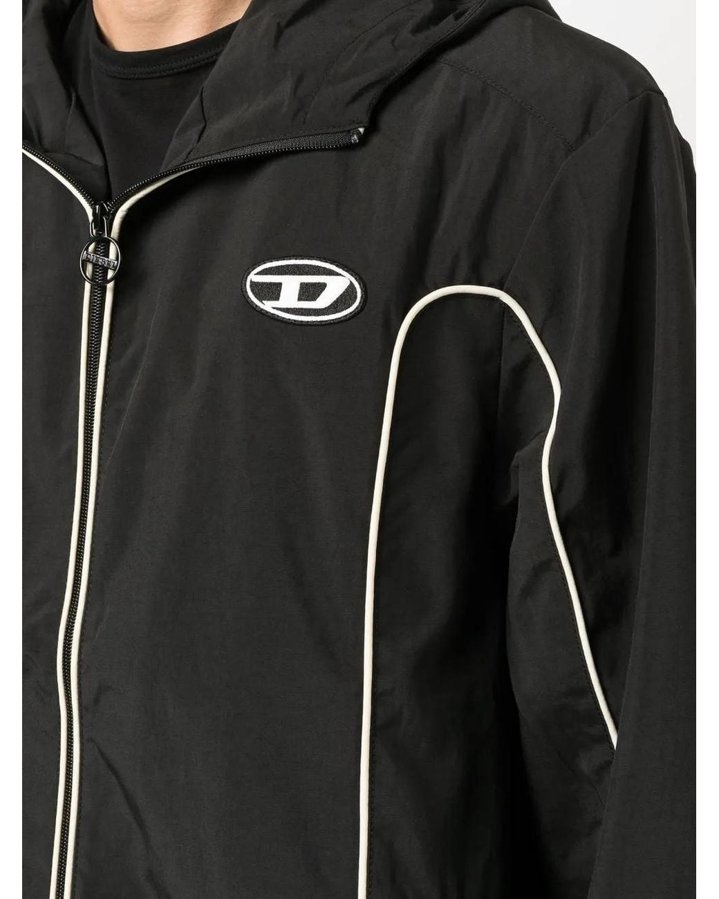 DIESEL Black Windbreaker Jackets for men