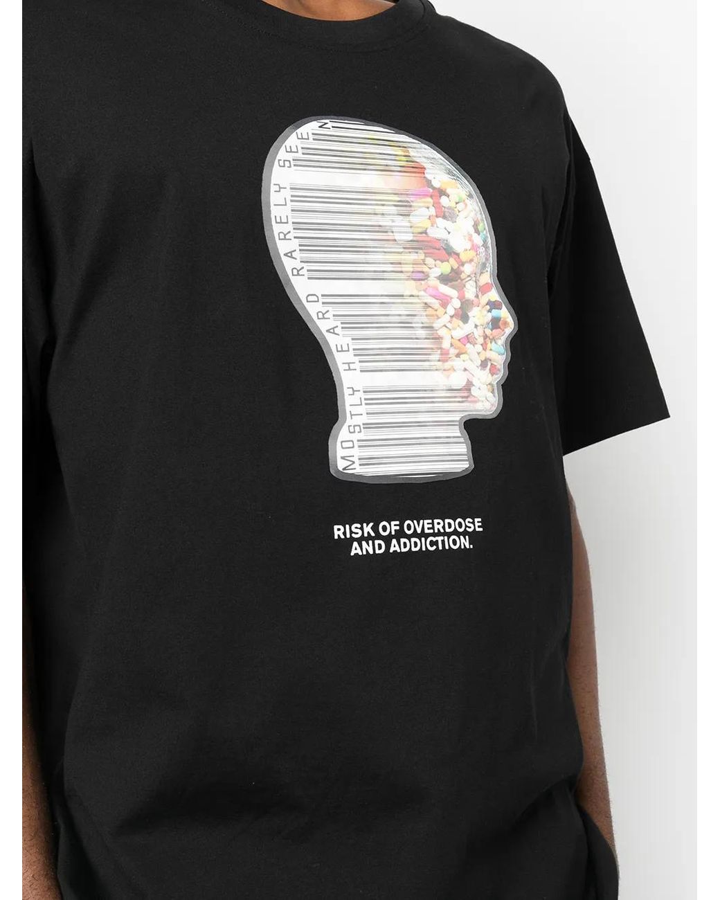 Mostly Heard Rarely Seen Black Graphic-Print Stretch-Cotton T-Shirt for men