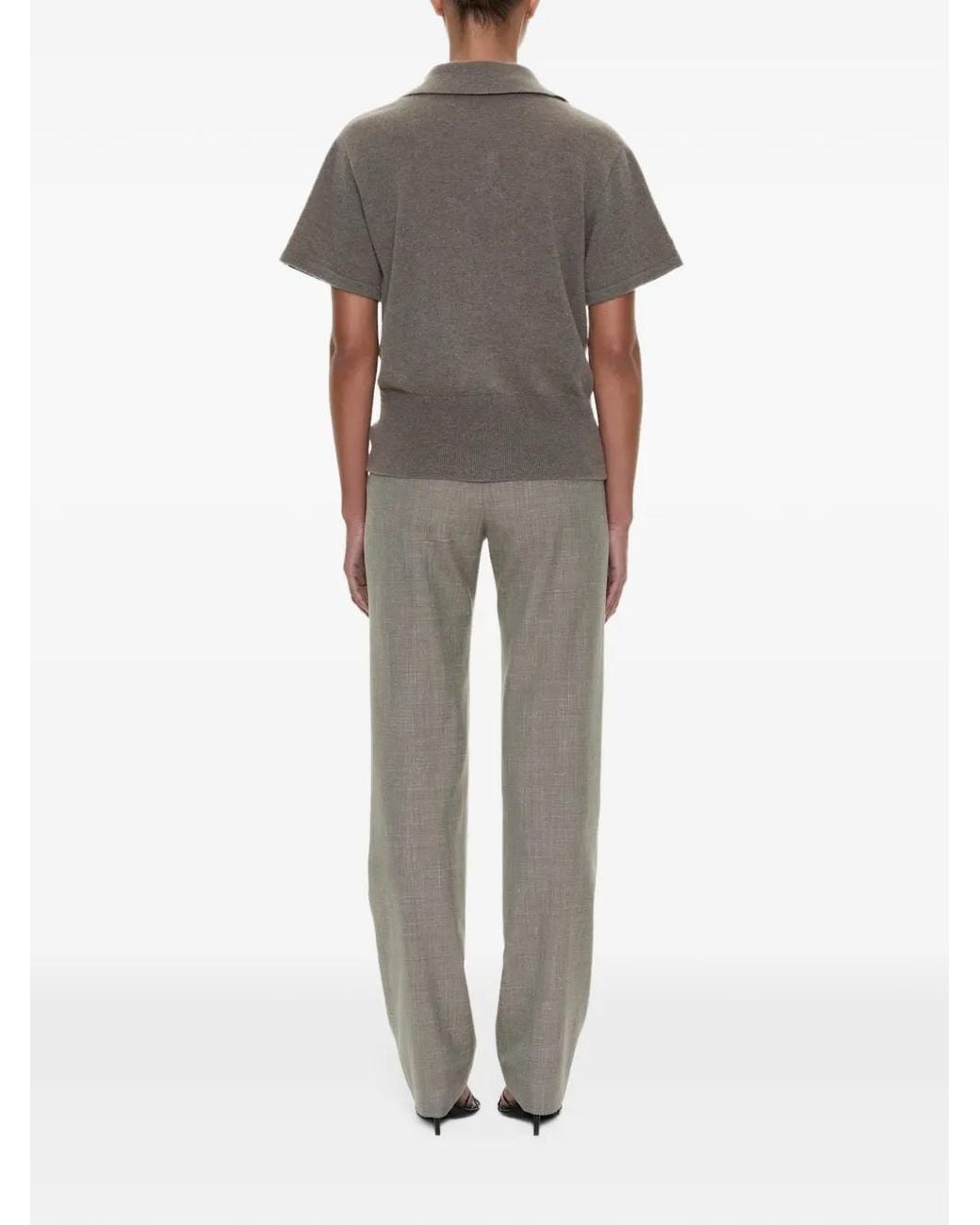 Christopher Esber Gray Short-Sleeve Knit Polo Shirt