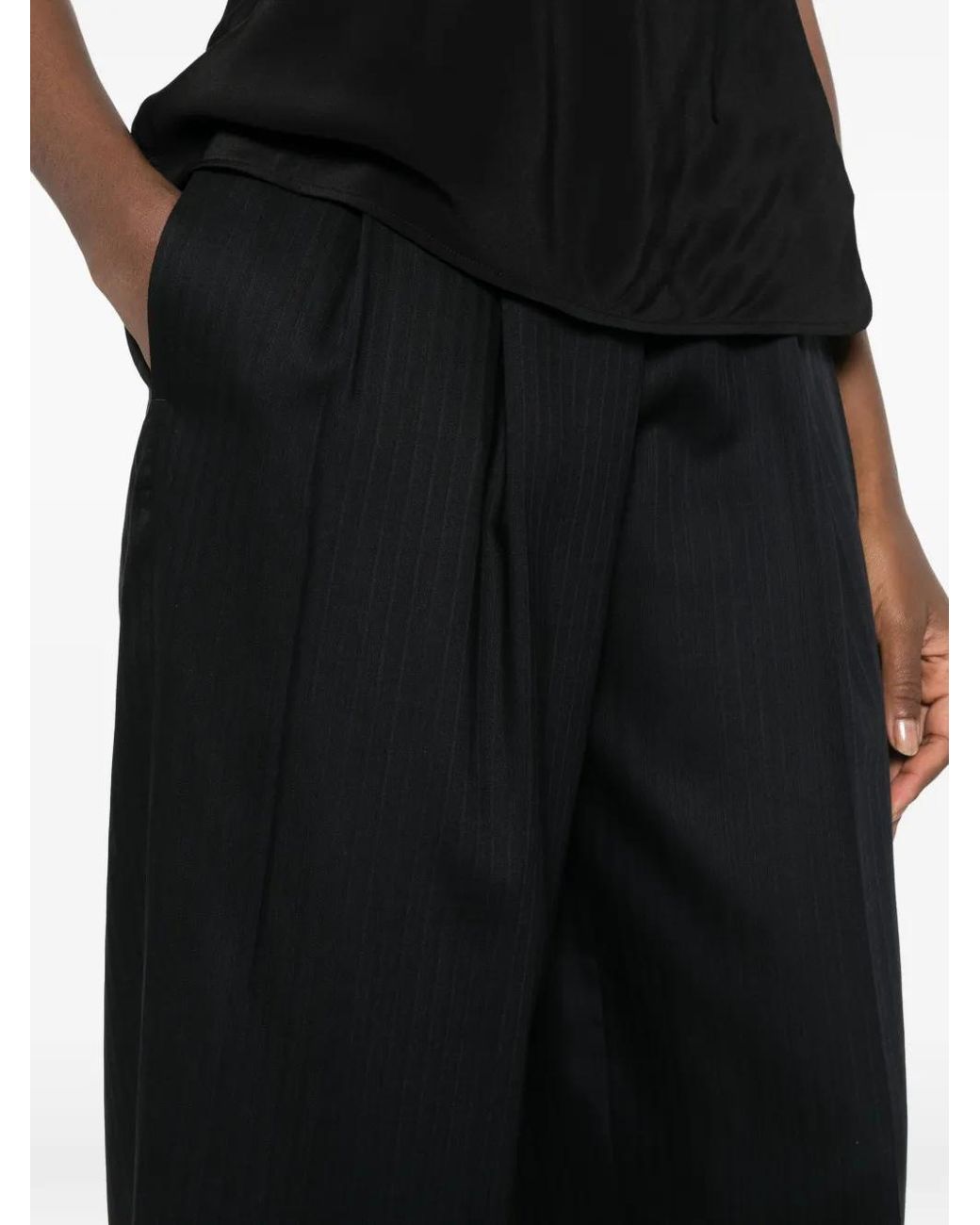 Sandro Black Striped Wool Trousers