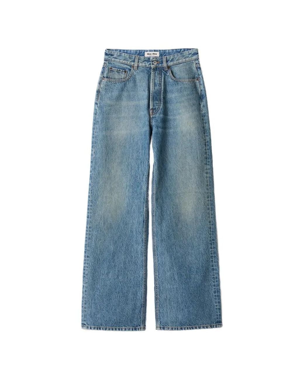 Miu Miu Blue Jean Évasé À Logo Brodé