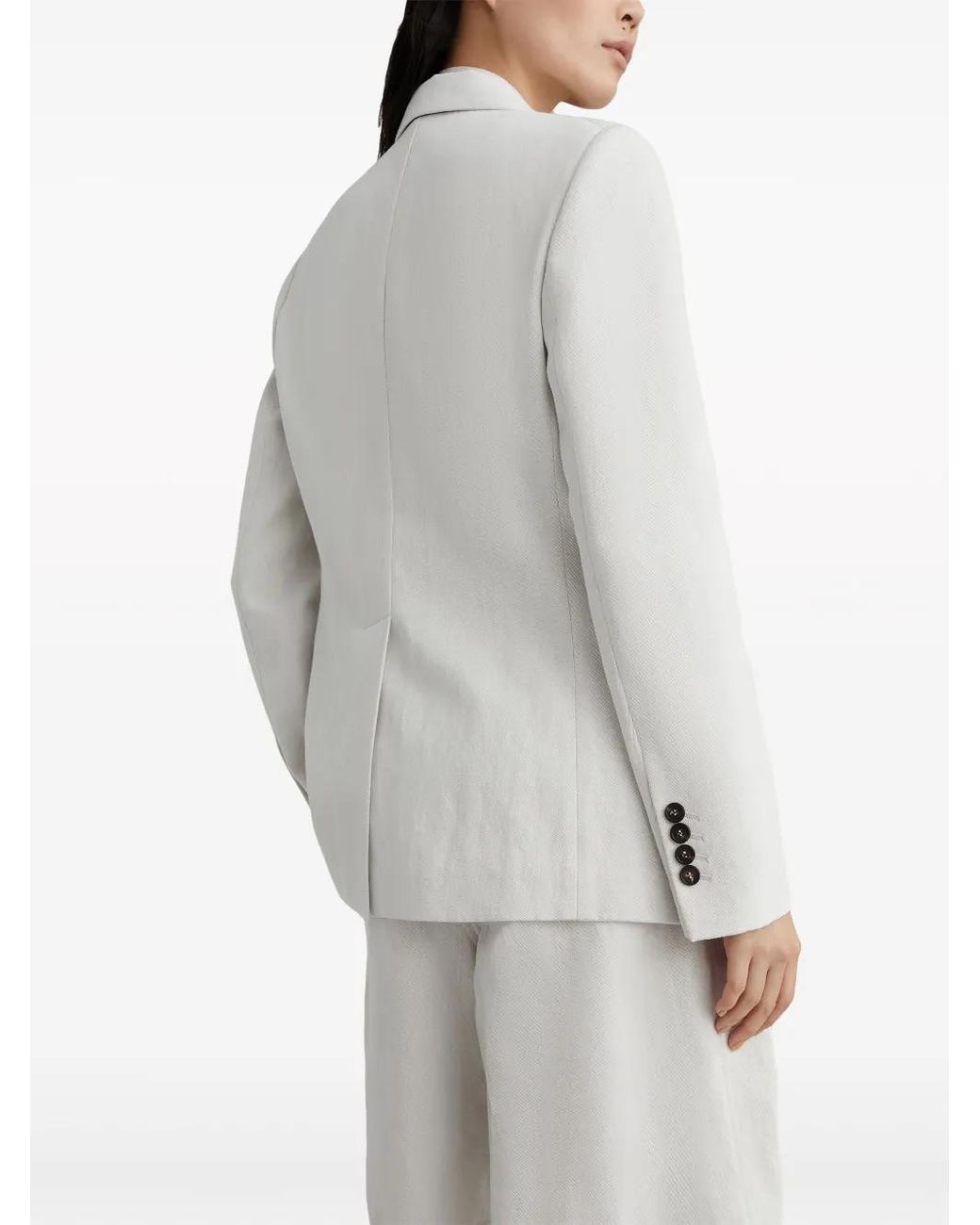 Brunello Cucinelli White Linen And Cotton Blend Single-breasted Jacket