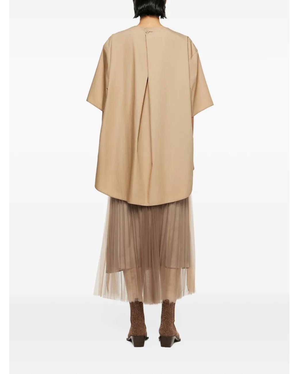JNBY Brown Pleated A-Line Skirt