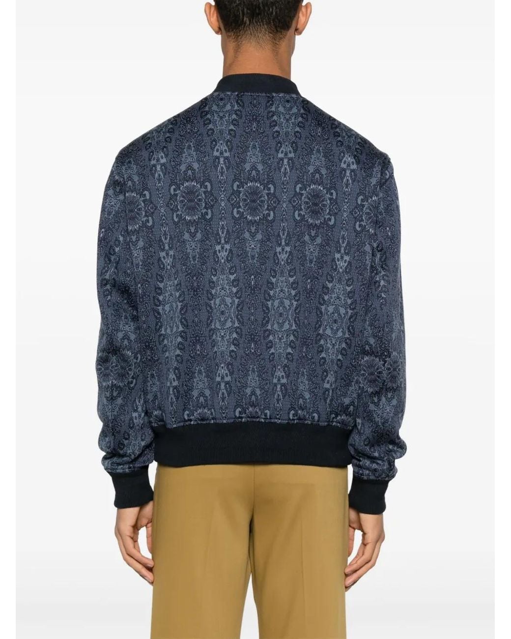 Etro Blue Patterned-Jacquard Bomber Jacket for men
