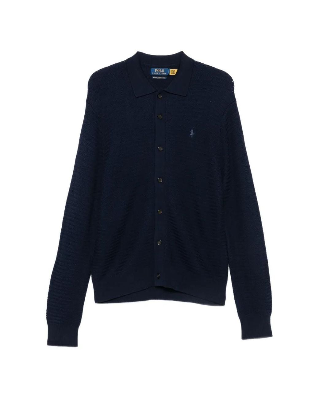 Polo Ralph Lauren Blue Logo-Embroidered Button-Up Cardigan for men