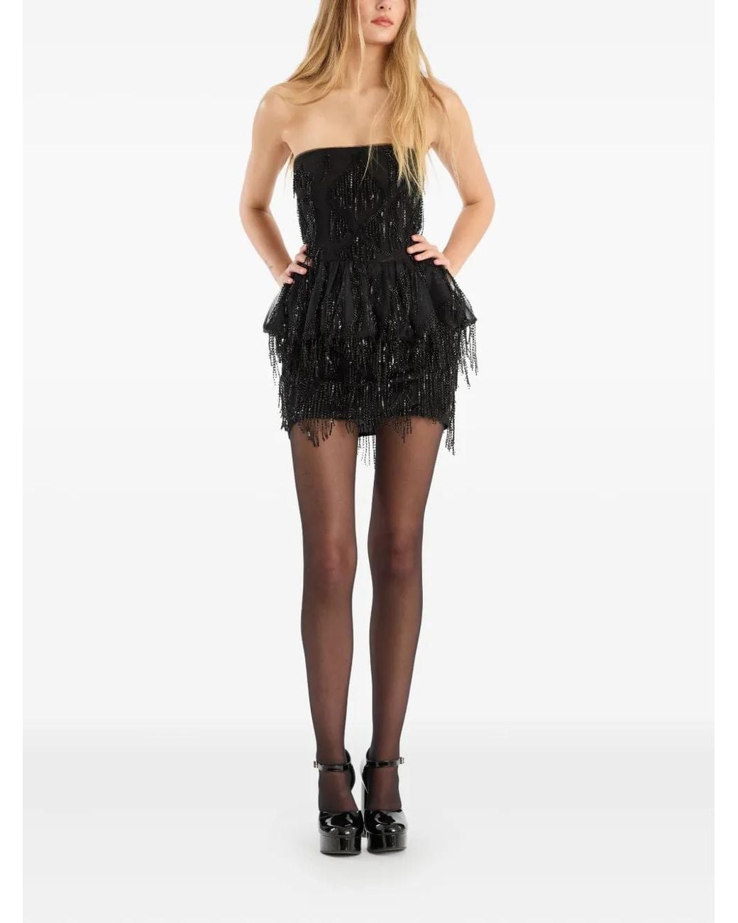 ROTATE BIRGER CHRISTENSEN Black Sequin-Embellished Peplum Top