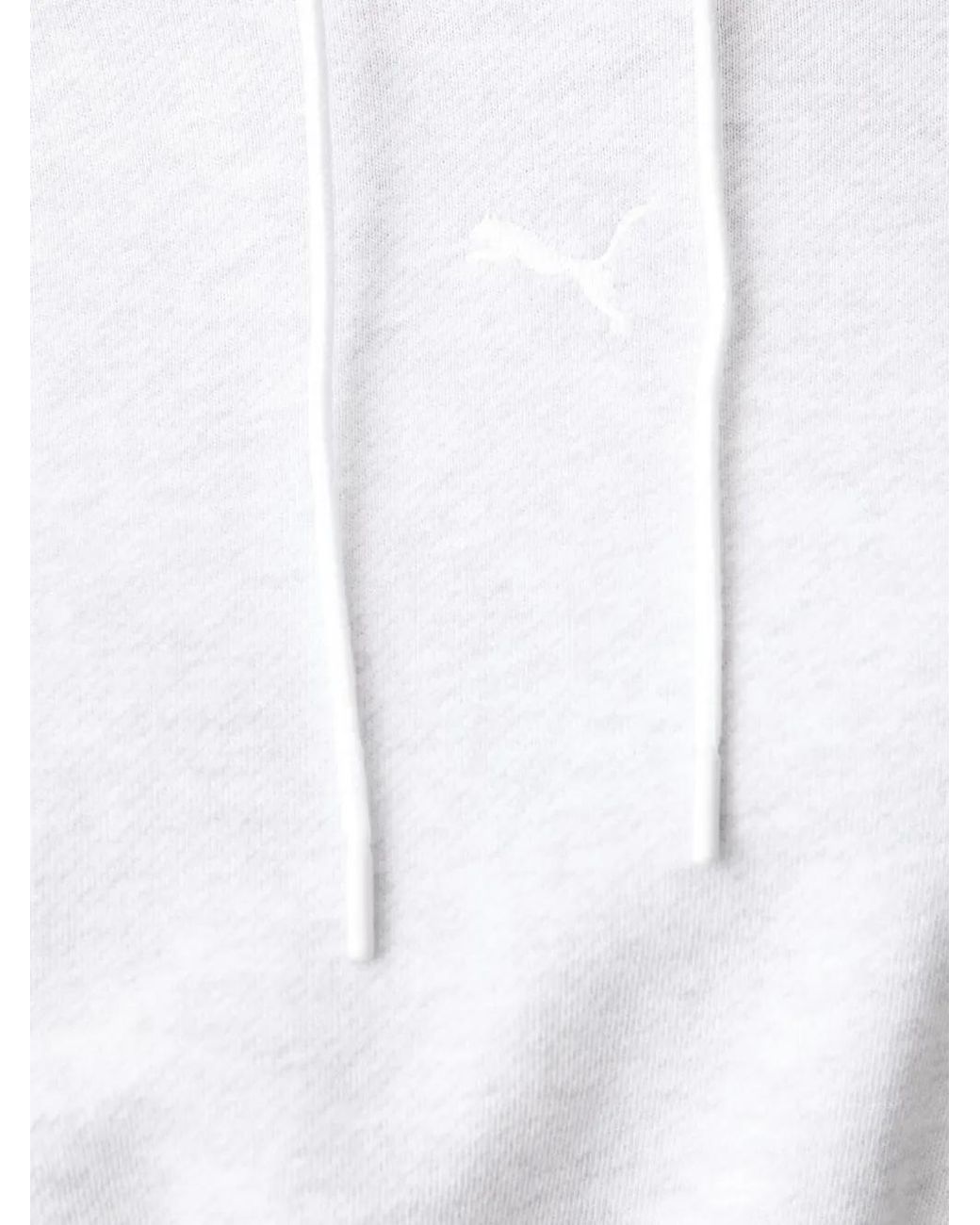 PUMA White Embroidered-Logo Long-Sleeve Hoodie