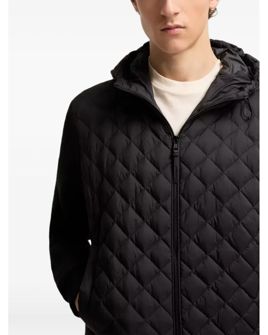 Moncler Black Quilted Drawstring-Hood Sweater for men