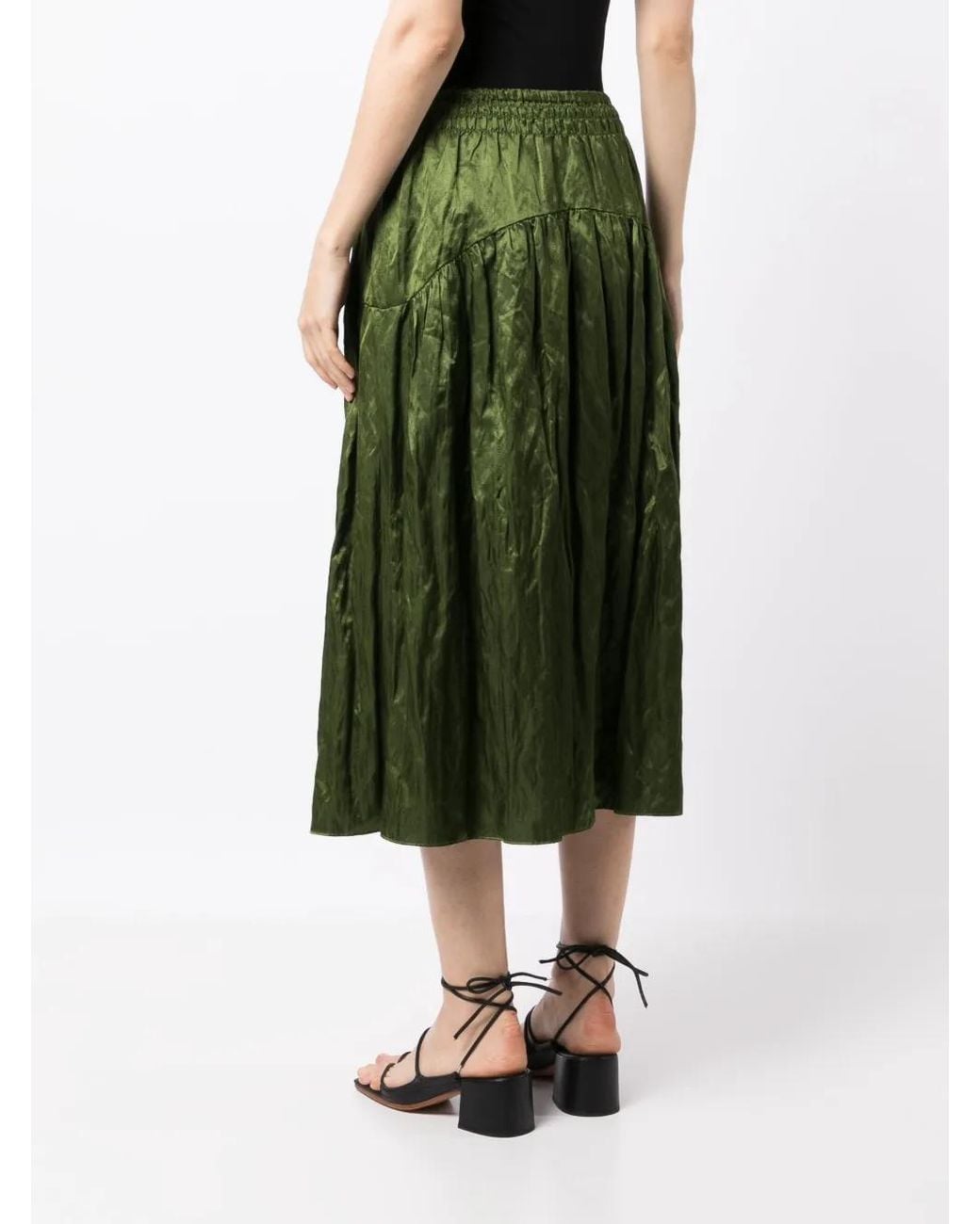 Vince Green Crushed A-Line Skirt