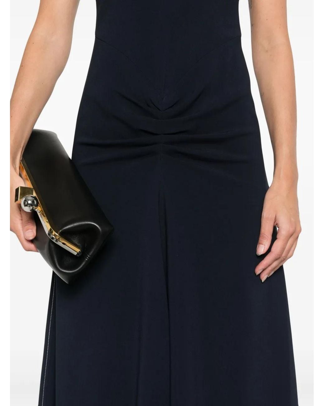 Victoria Beckham Blue Gathered Midi Dress