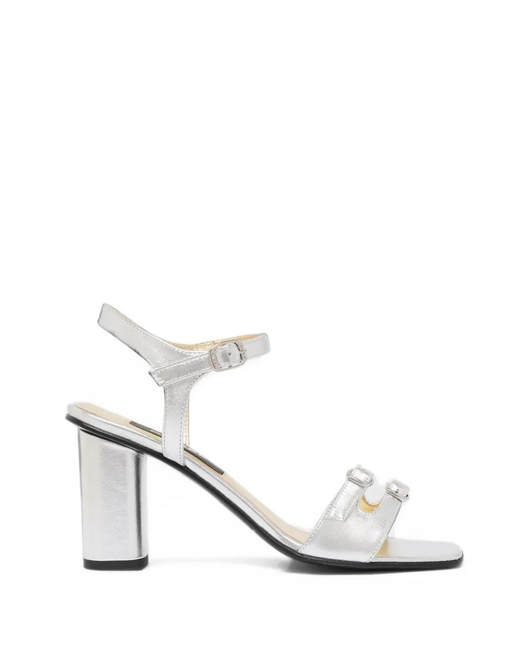 CAREL PARIS White Triple-Strap Block-Heel Sandals