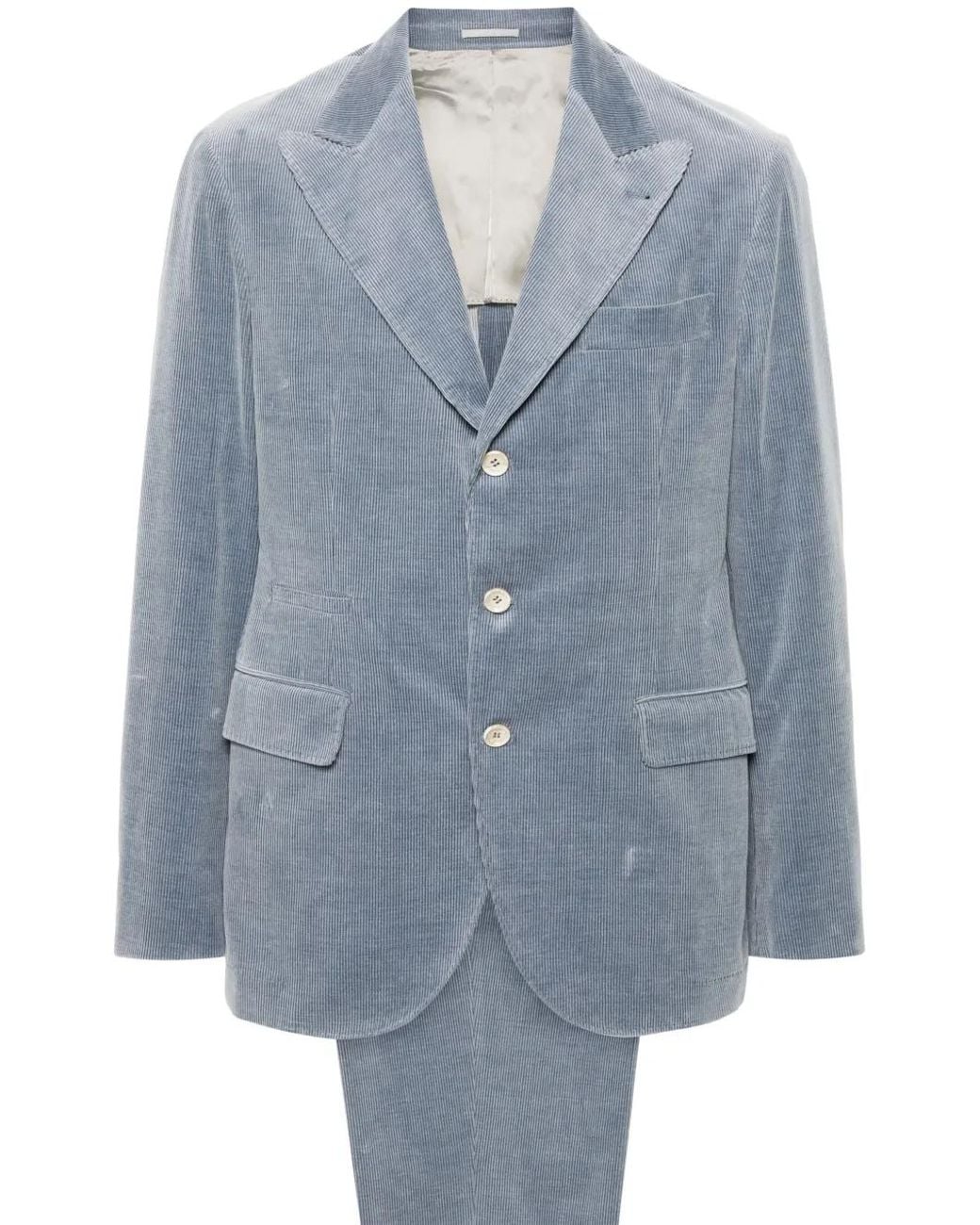 Brunello Cucinelli Blue Light Wool Blend Suit for men