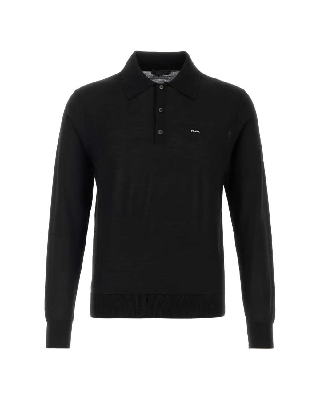 Prada Black Fine-Knit Long-Sleeve Sweater for men