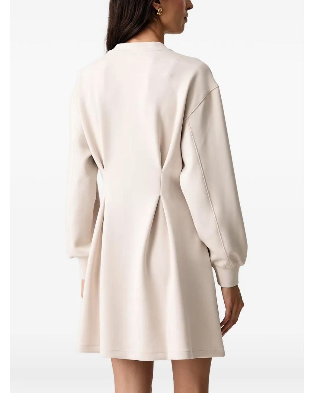 ARMANI EXCHANGE Natural Sequin-Logo Pleated Mini Dress