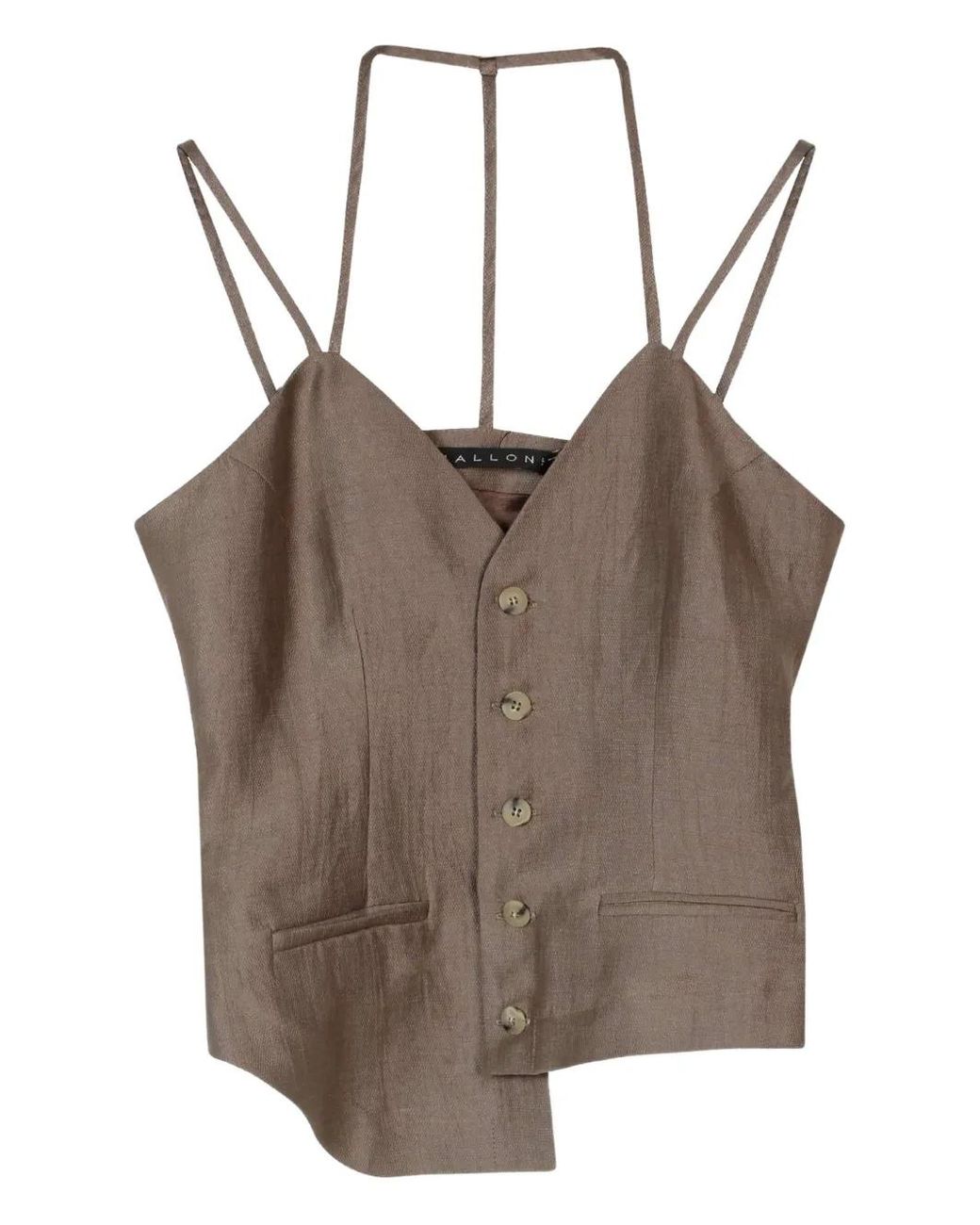 Malloni Brown Button Asymmetric Gilet