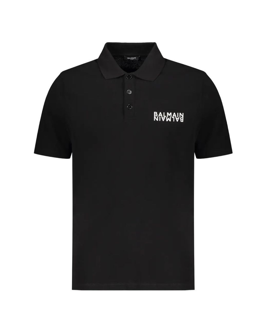 Balmain Black Short-Sleeve Polo Shirt for men