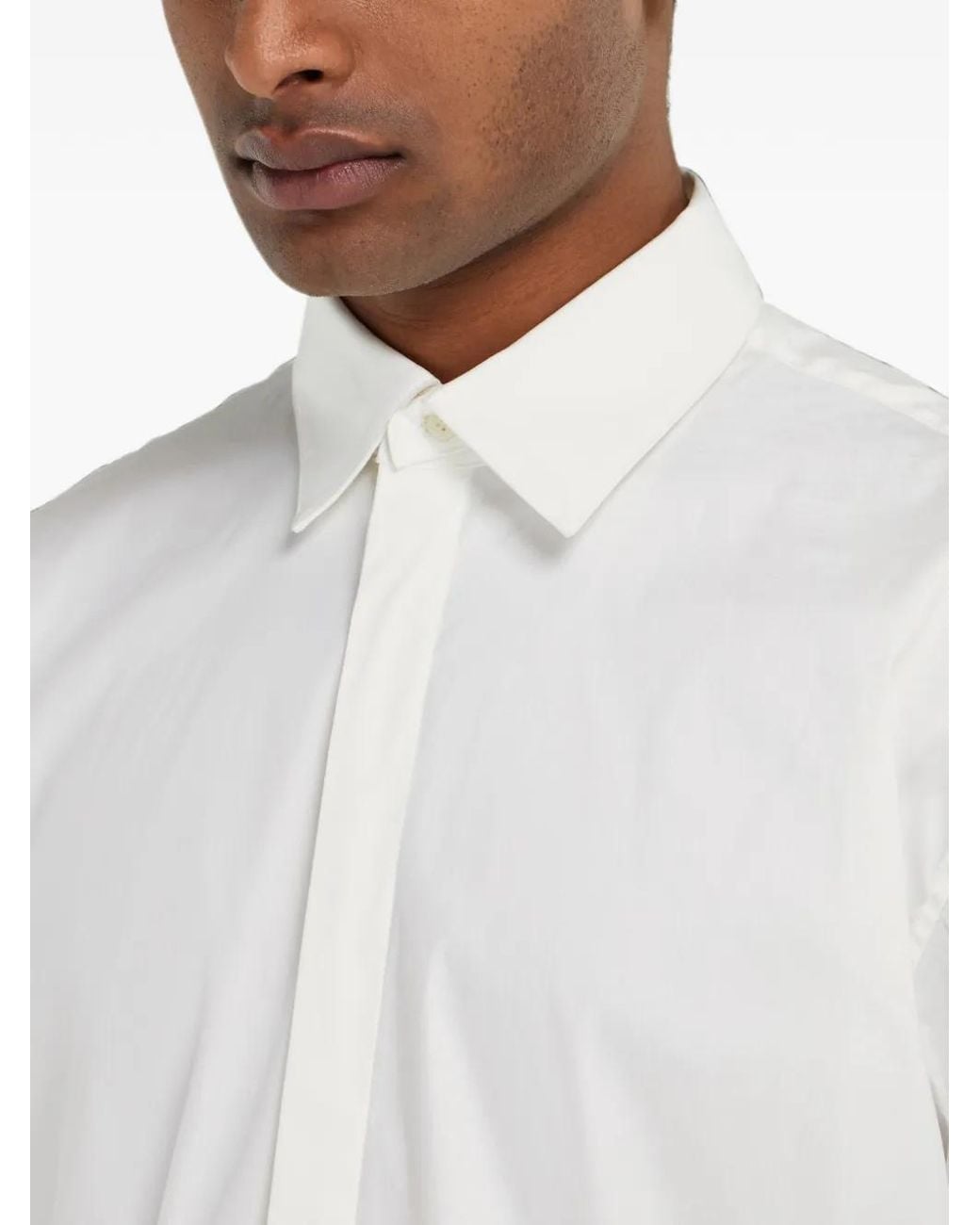 Ferragamo White Stretch Poplin Shirt for men