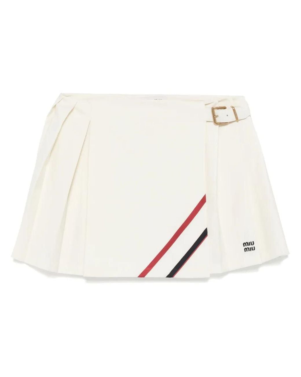 Miu Miu Natural Pleated Mini Skirt