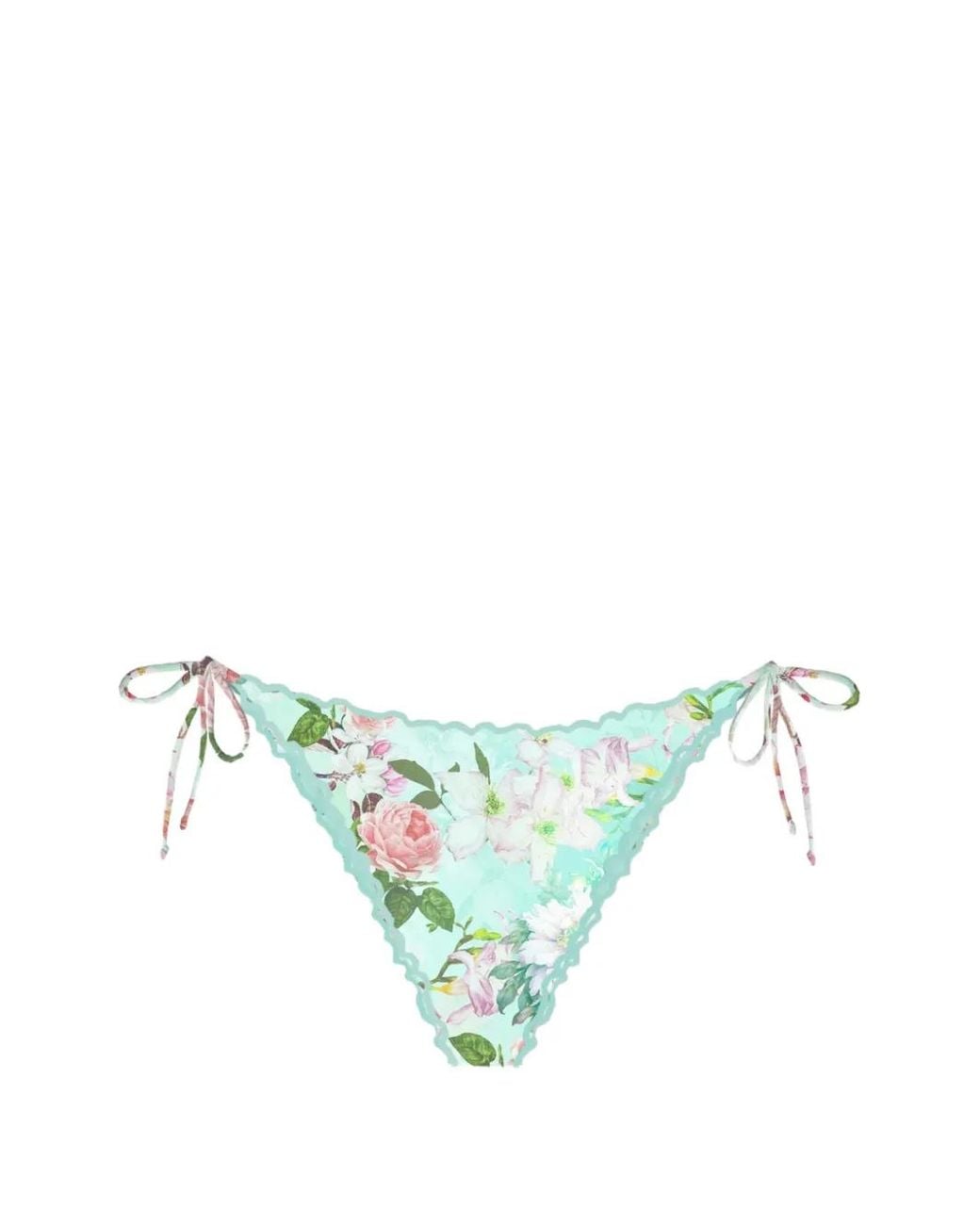 Mc2 Saint Barth Blue Floral-Print Scalloped-Edge Bikini Bottoms