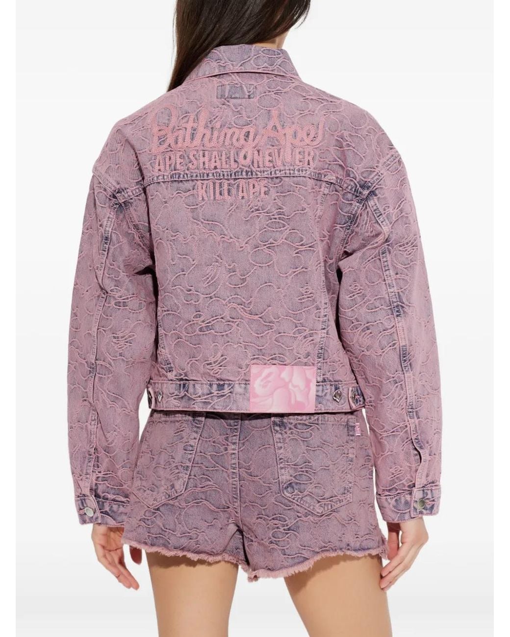 A Bathing Ape Purple Line Camo Patterned Denim Jacket